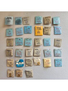 Lot 33 Vintage Gruen Watch Parts Open Balance Staffs Mainsprings Stems Pinion